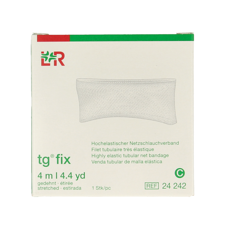 TG Fix netverband C rekbaar, 4-meter elastic bandage for head, arm, or leg support, single piece.