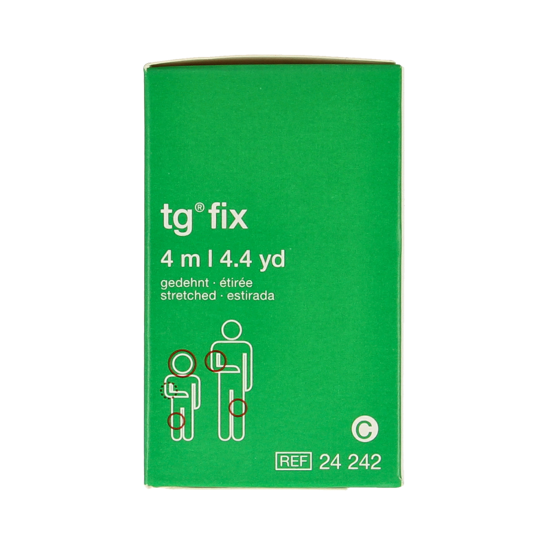 TG Fix netverband C rekbaar, 4-meter elastic bandage for head, leg, or arm support, single piece.