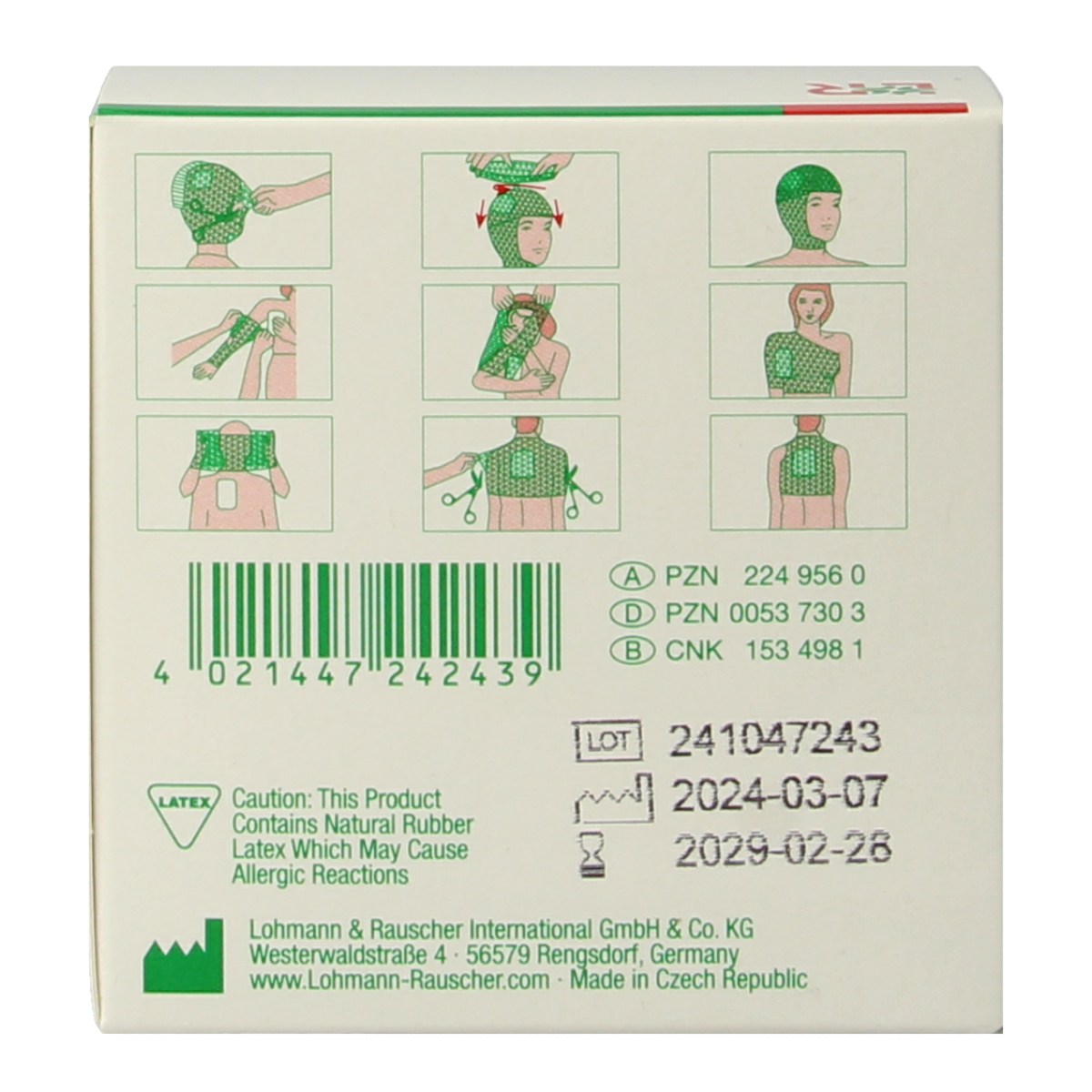 TG Fix netverband D rekbaar, 4-meter elastic medical bandage for head, torso, or small areas, in a single piece.