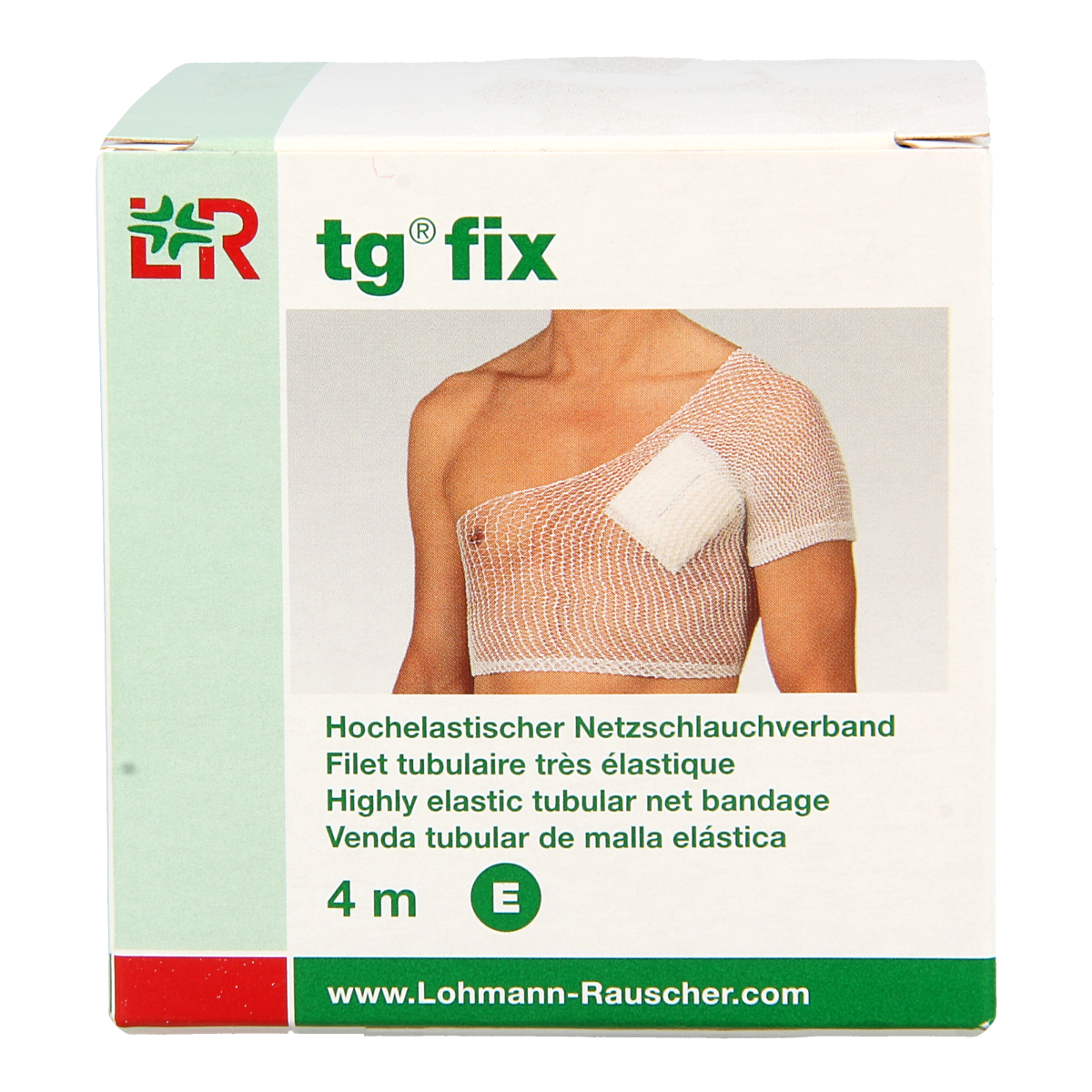 Stretchable TG Fix netverband E, 4-meter elastic bandage for head or torso, large size, medical support and compression.