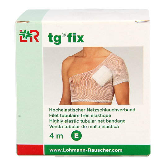 Stretchable TG Fix netverband E, 4-meter elastic bandage for head or torso, large size, medical support and compression.