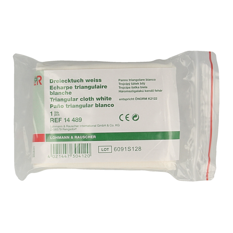 Lohmann & Rauscher universal viscose bandage mitella, white, designed for medical support and immobilization, single piece.