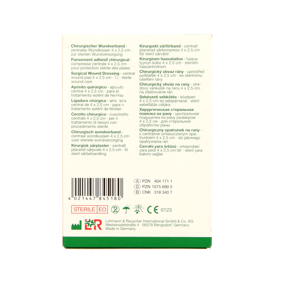 Sterile Curapor wound dressing strips, 7x5cm, for minor cuts and abrasions, shown on a white background.