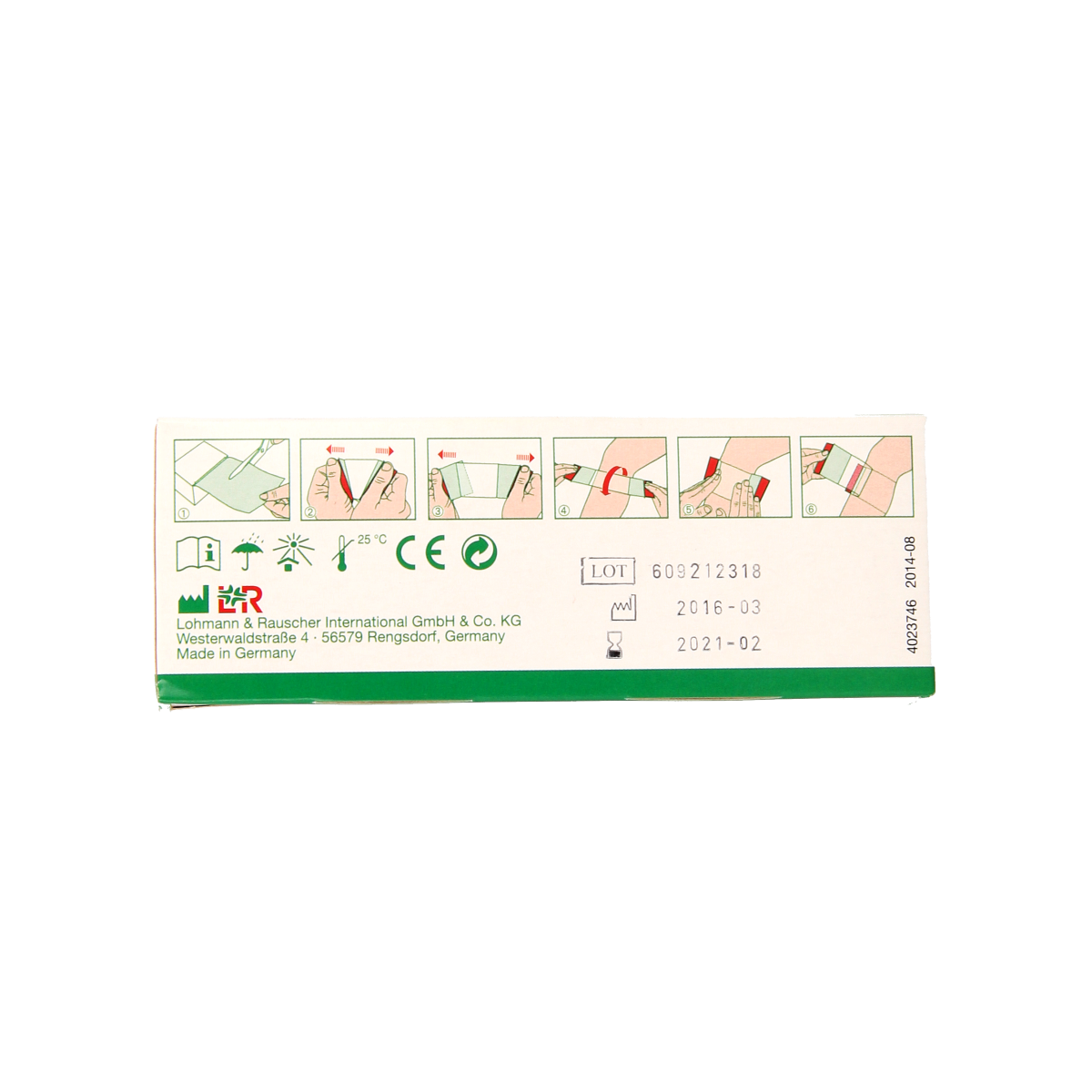 Lohmann&Rauscher Suprasorb F wound dressing foil, 1m x 10cm, sterile and transparent, used for wound protection and healing.