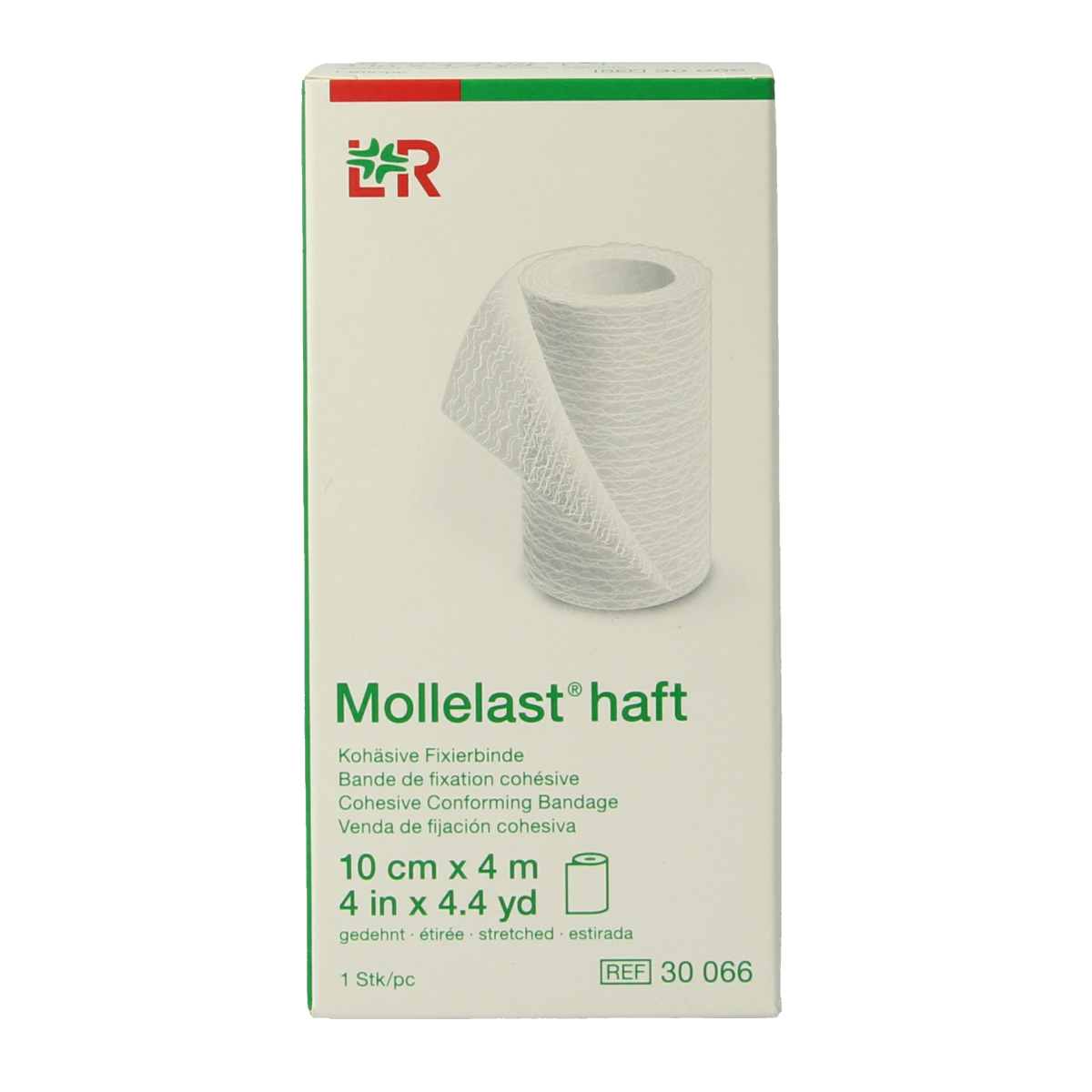 Mollelast Fixatiewindsel with 4m x 10cm elastic band for secure wound support, shown in the image.