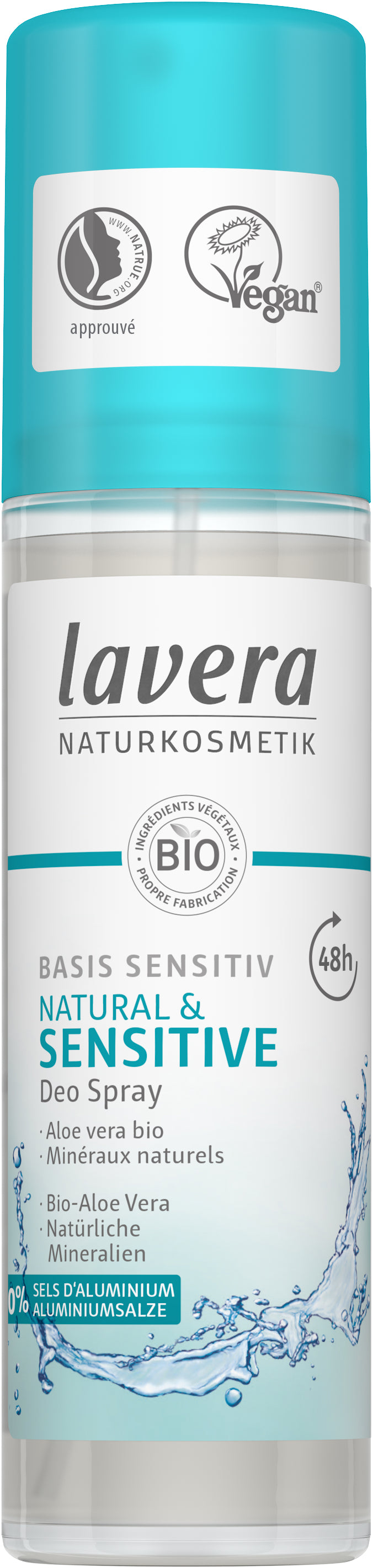 Lavera Basis Sensitiv bio deodorant spray in 75ml bottle, natural and gentle deodorant for sensitive skin