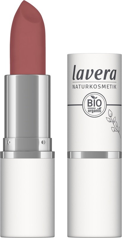 Lavera Velvet Matt Berry Nude Lipstick 01 in 4.5g with deep berry shade and smooth matte finish, make-up product.