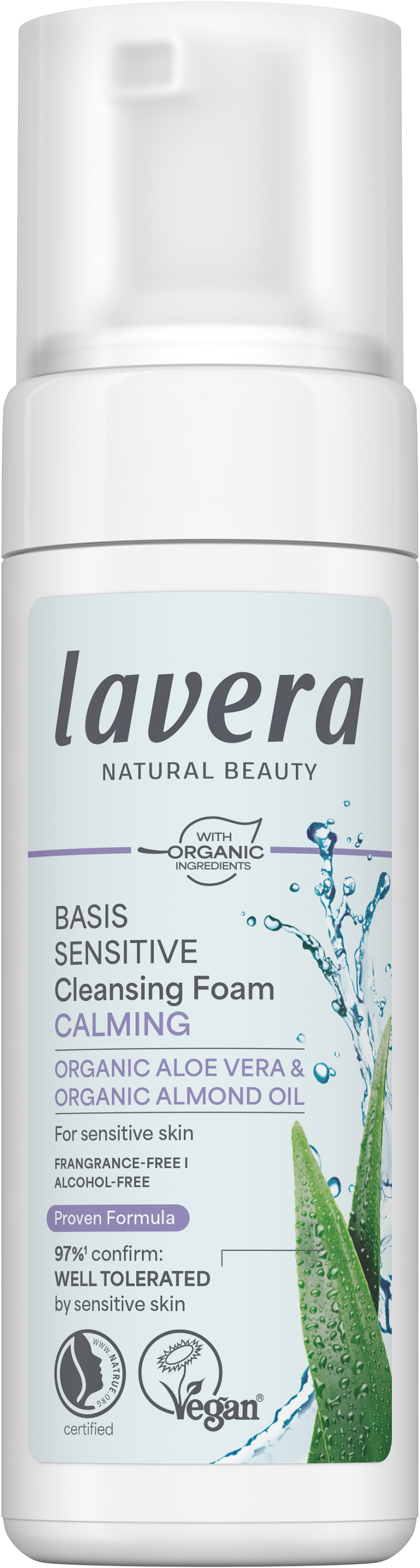 Lavera Basis Sensitive cleansing foam in 150ml bottle, gentle facial cleanser for sensitive skin, with natural ingredients.