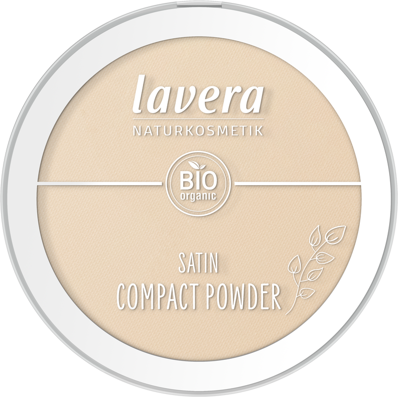 Lavera Satin Compact Powder Medium 02 in a 9.5g compact, natural makeup with a smooth, satin finish for a flawless look.