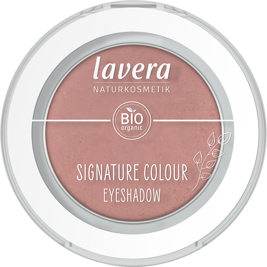 Lavera Signature Colour Eyeshadow in Dusty Rose 01, natural makeup with soft pink shade, in compact packaging.