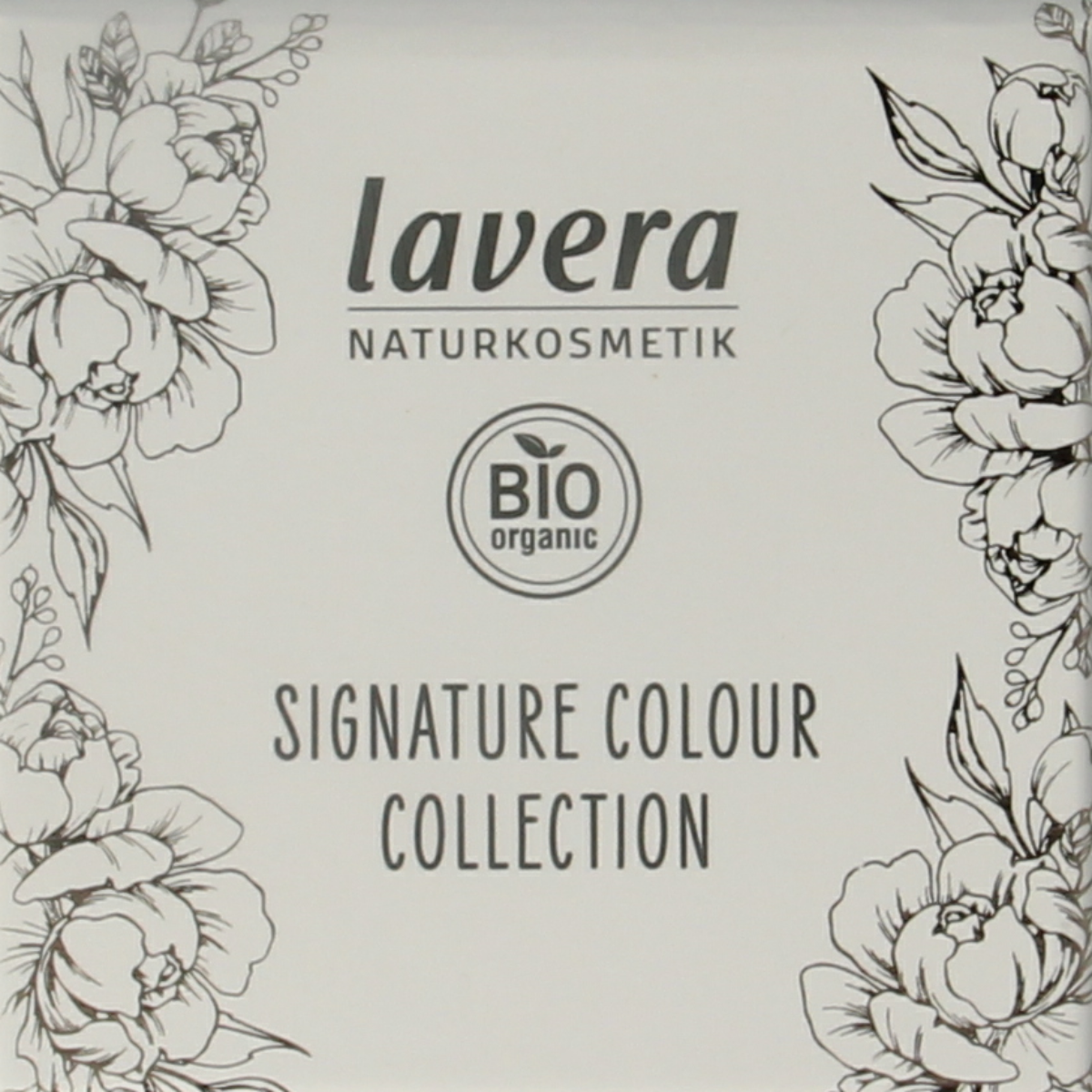 Lavera Signature Colour Eyeshadow Pure Pastels 01 in a compact makeup palette with soft pastel shades for eyes.
