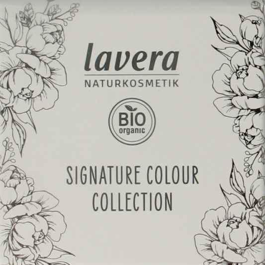 Lavera Signature Colour Eyeshadow Pure Pastels 01 in a compact makeup palette with soft pastel shades for eyes.