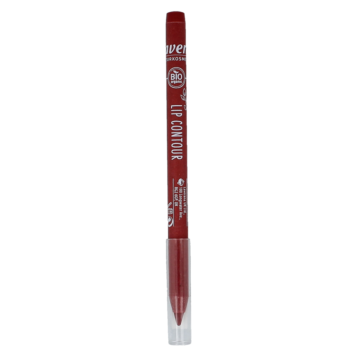 Lavera Lipcontour True Red 05 makeup tube with red lipstick and branding, 1.40 grams, showcasing the product's packaging and color.