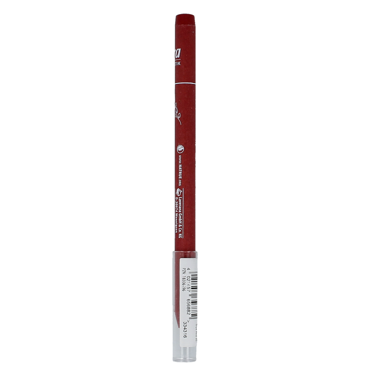 Lavera Lipcontour True Red 05 makeup product in 1.40 grams, featuring red lip liner with a smooth, precise application.