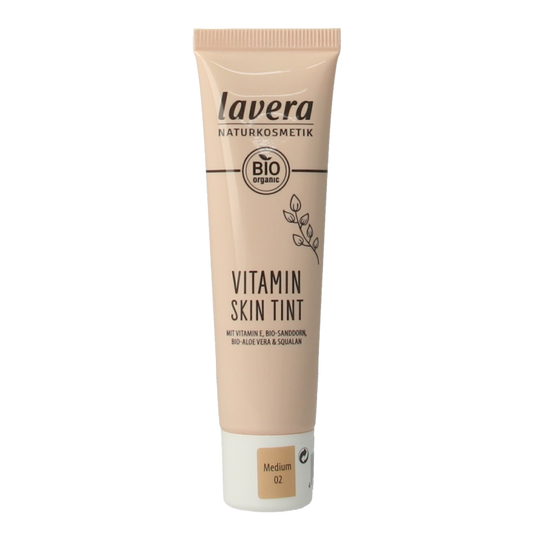 Lavera Vitamin Skin Tint 02 Medium bio, 30ml, lightweight facial skin care product with natural ingredients and tinted finish.
