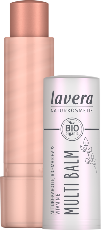 Lavera Multi Balm Sundown Gold 03 lip care product in a 4.90g tube with gold-colored packaging and product label.