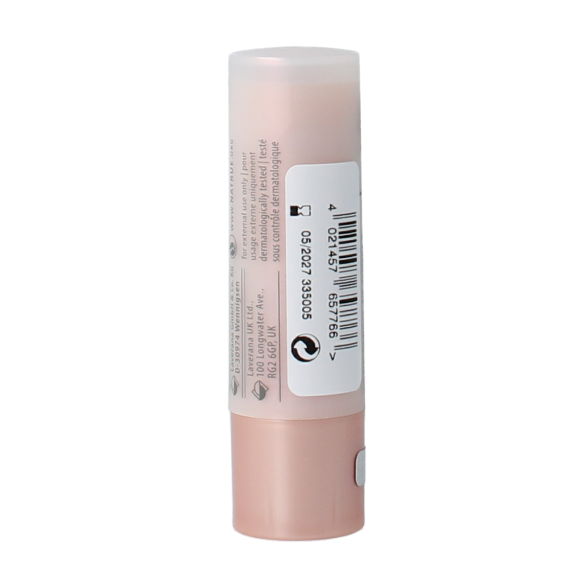 Lavera Multi Balm Cloudy Pink 02 tester for lip care, featuring a creamy pink lip balm in a compact container.