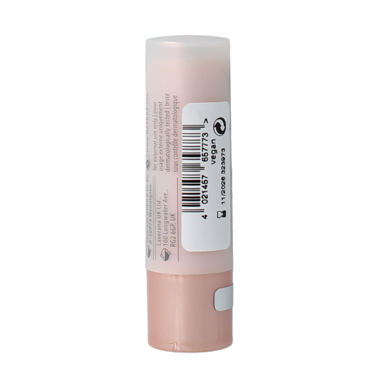 Lavera Multi Balm in Sunday Gold 03 lip care tester, showing the gold-colored balm in a sleek container.