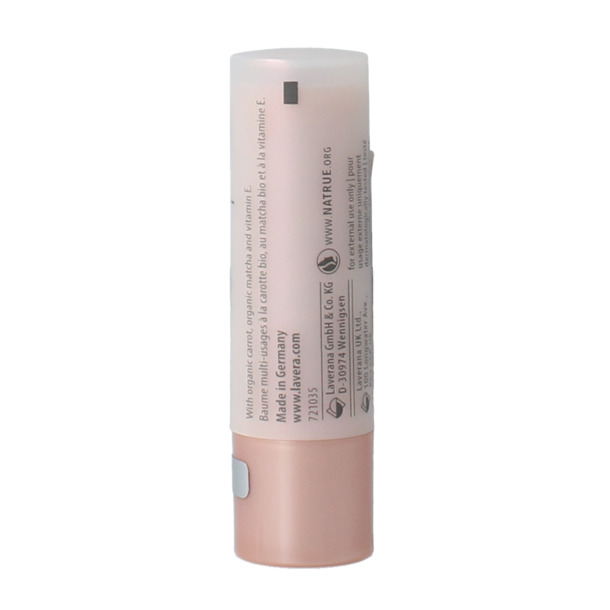 Lavera Multi Balm in Sunday Gold 03 lip care tester, showing the golden-colored balm in a compact container.