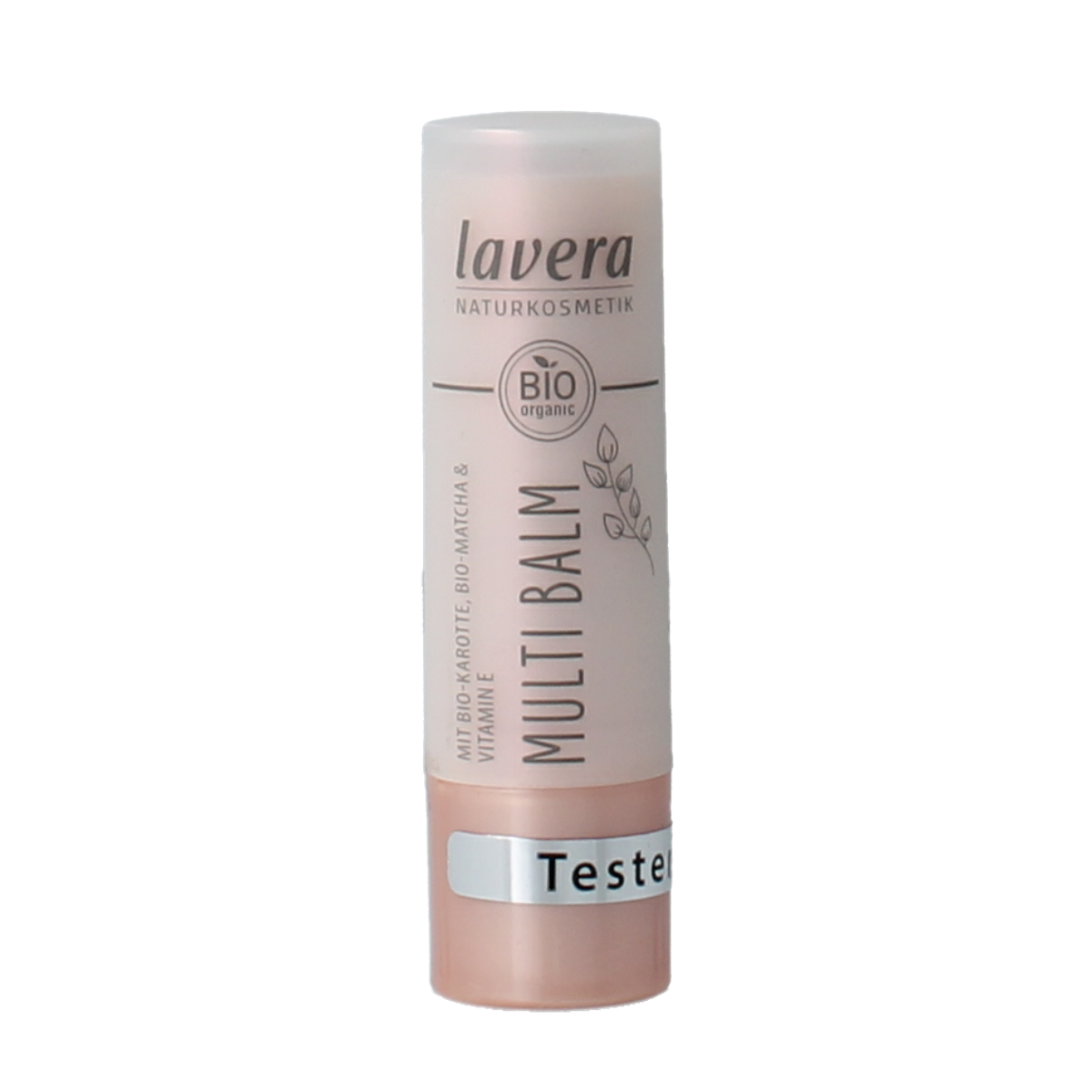Lavera Multi Balm Sunrise Rose 04 lip care tester, featuring a natural rose shade in a sleek packaging.
