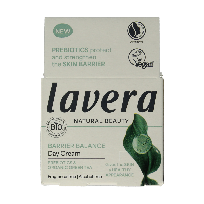 Lavera Barrier Balance Day Cream bio in 50ml jar, natural facial moisturizer with protective and soothing properties.