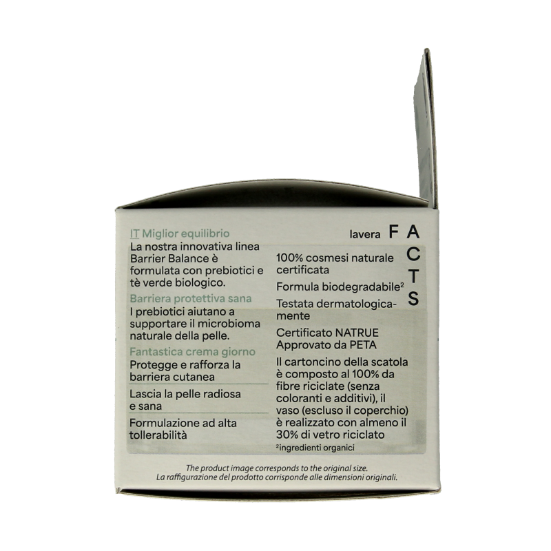 Lavera Barrier Balance Day Cream in a 50ml jar, natural facial moisturizer with bio ingredients for skin protection.