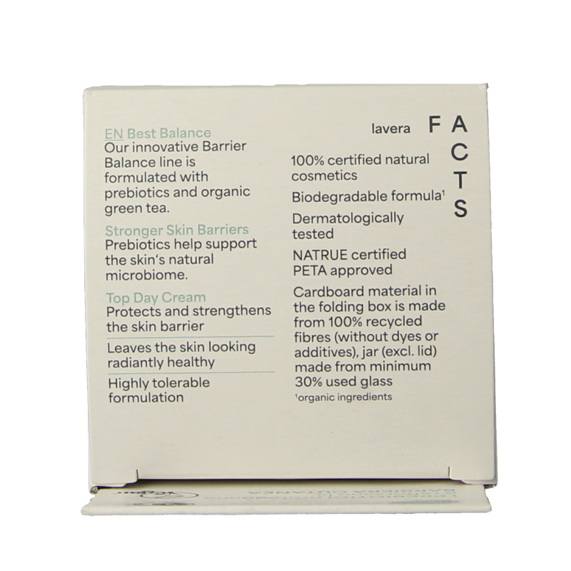 Lavera Barrier Balance Day Cream bio in 50ml jar, natural facial skincare product with protective and nourishing properties.