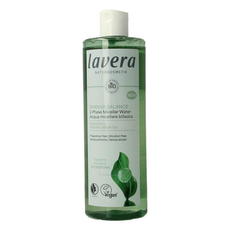 Lavera Barrier Balance Micellar Water for face, 400ml bottle, gentle skincare with natural ingredients for cleansing and hydration.