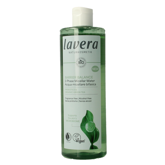 Lavera Barrier Balance Micellar Water for face, 400ml bottle, gentle skincare with natural ingredients for cleansing and hydration.