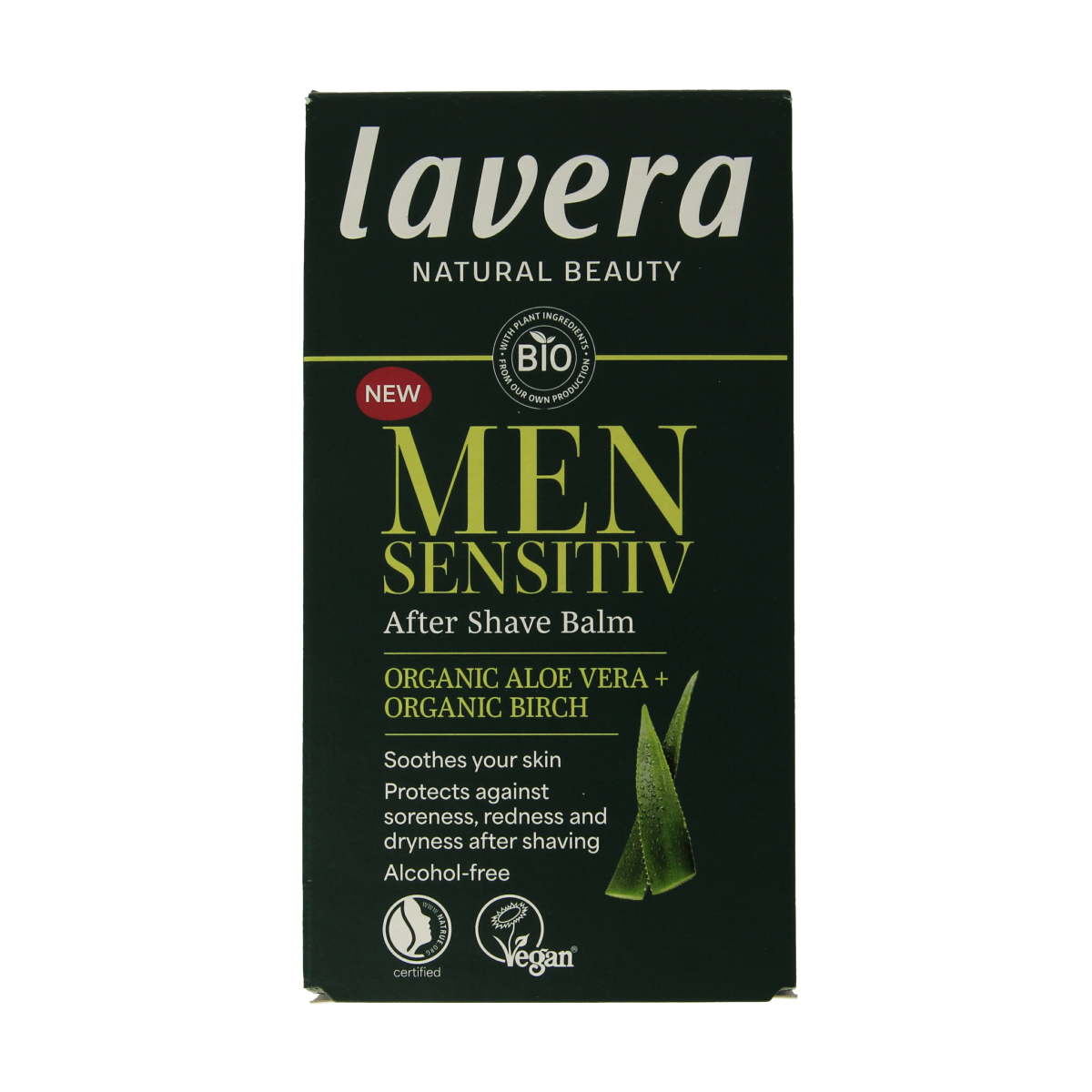 Lavera Men Sensitiv aftershave balm in a 100ml bottle, designed for sensitive skin, with soothing and moisturizing properties.