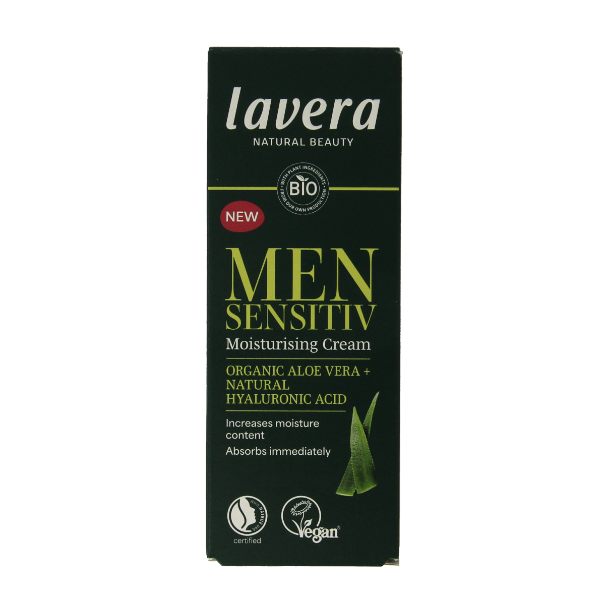 Lavera Men Sensitiv Moisturizing Face Cream in 50ml jar, designed for sensitive skin, with natural bio ingredients.