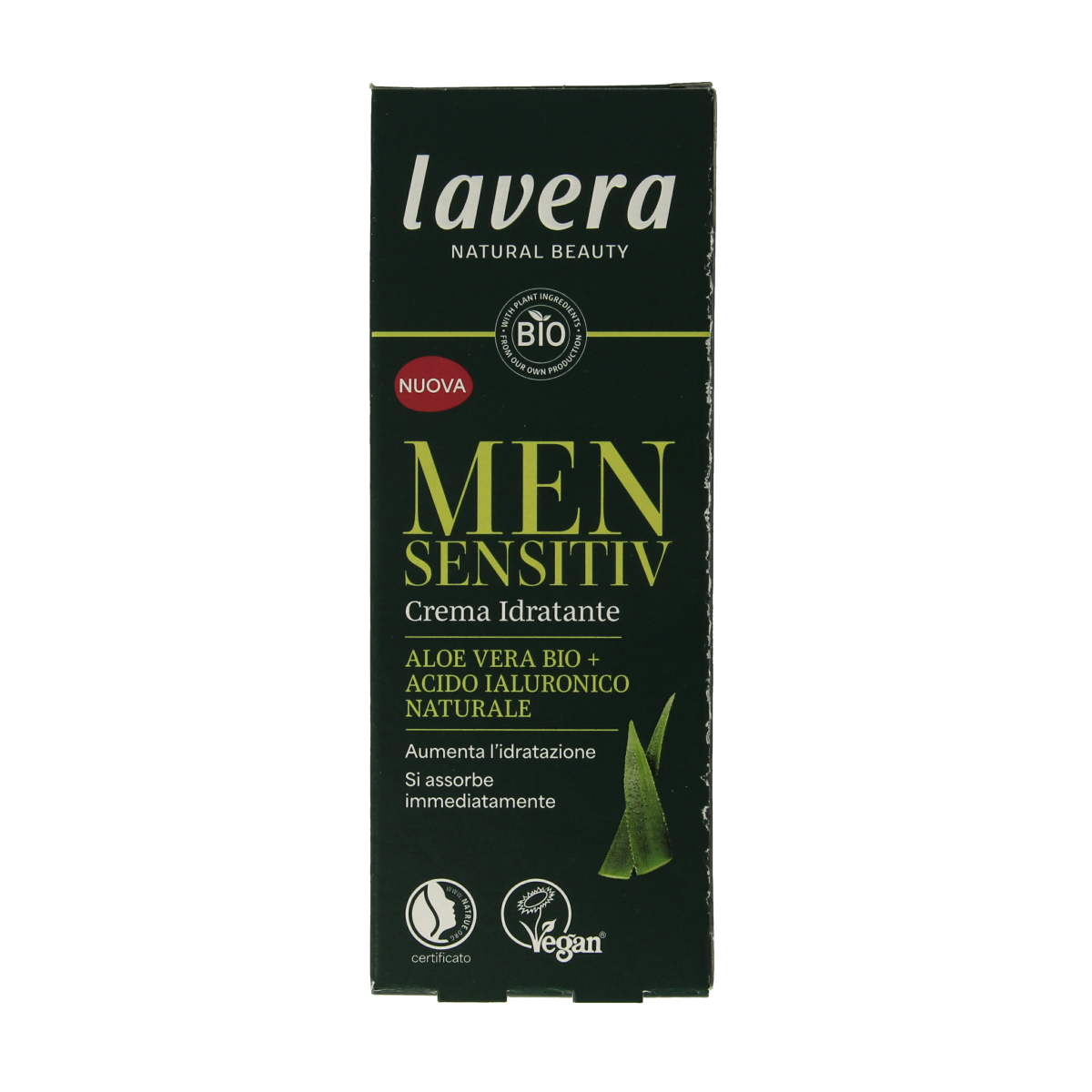 Lavera Men Sensitiv Moisturizing Cream in 50ml jar, facial skincare product for sensitive skin, with bio ingredients.