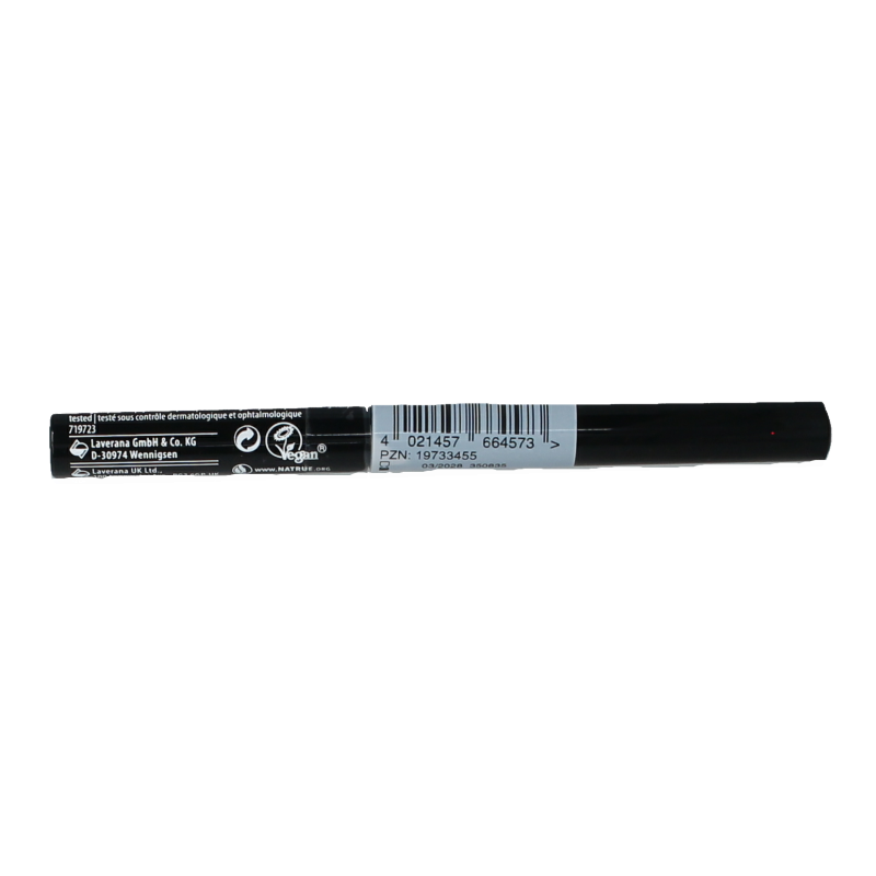Lavera brown liquid eyeliner 02 in a sleek makeup tube, designed for precise application and natural eye enhancement.
