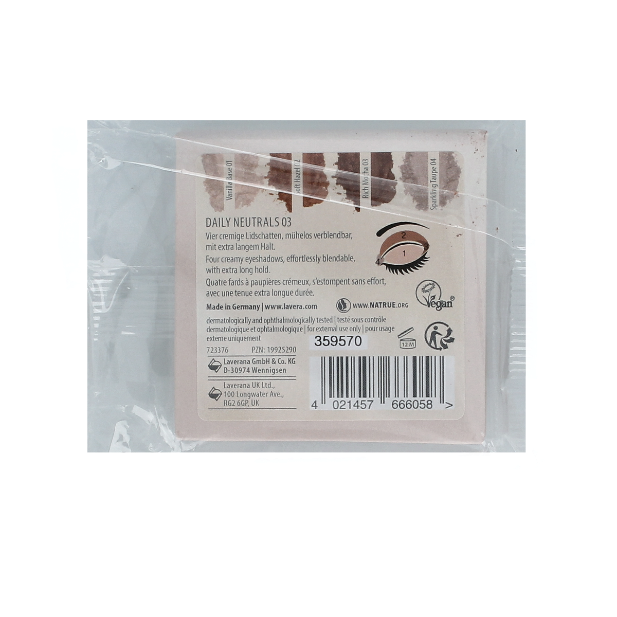 Lavera Signature Colour Collection 03 makeup product in a 3.20g container, featuring vibrant shades of natural cosmetics.