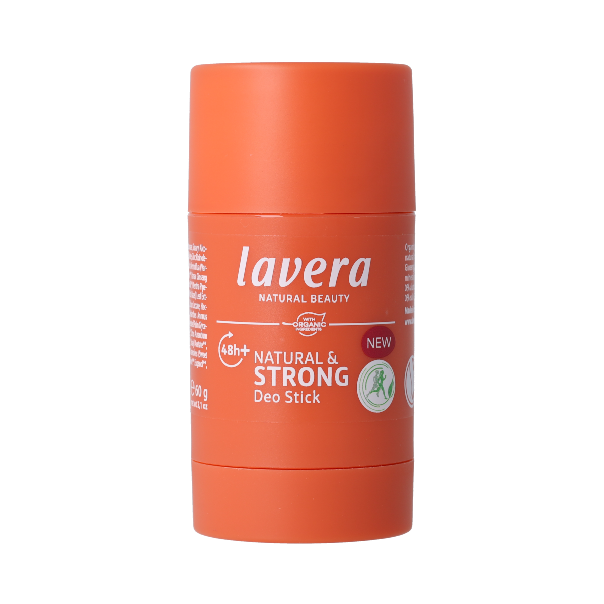 Lavera Deo Stick Strong 60g natural deodorant stick with smooth white application surface and eco-friendly packaging.