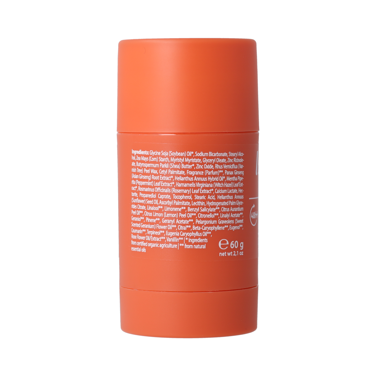 Lavera Deo Stick Strong 60g deodorant stick with natural ingredients, in a white plastic container.