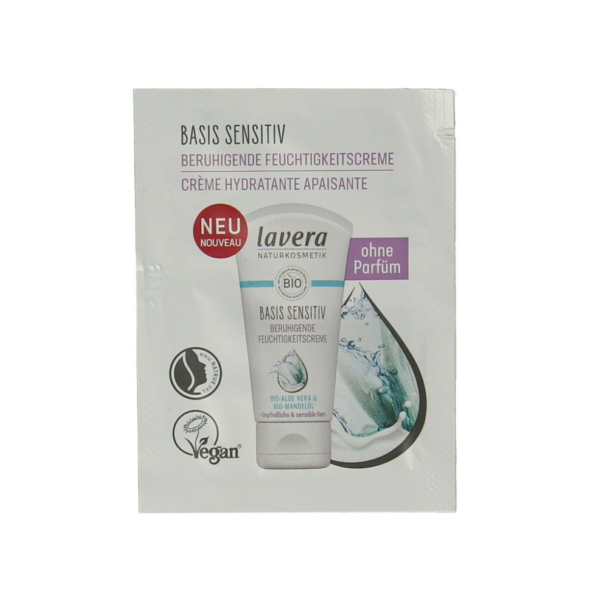 Lavera basis sensitive moisturizing cream in a jar, gentle facial skincare product for sensitive skin, bio ingredients.