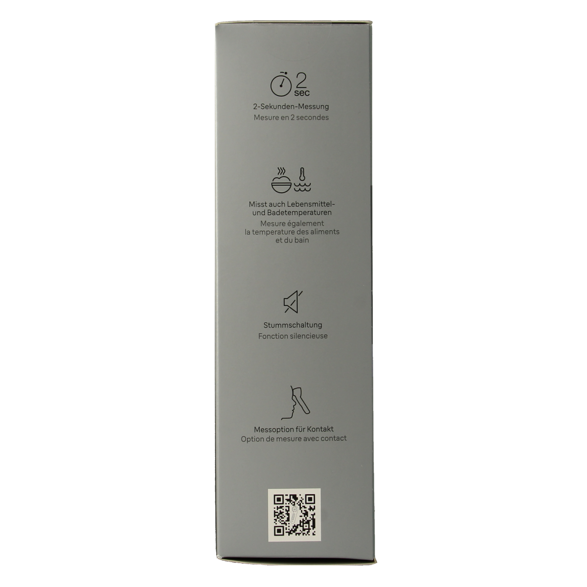 Braun BNT 400WE forehead thermometer showing digital display and probe tip for accurate temperature measurement.
