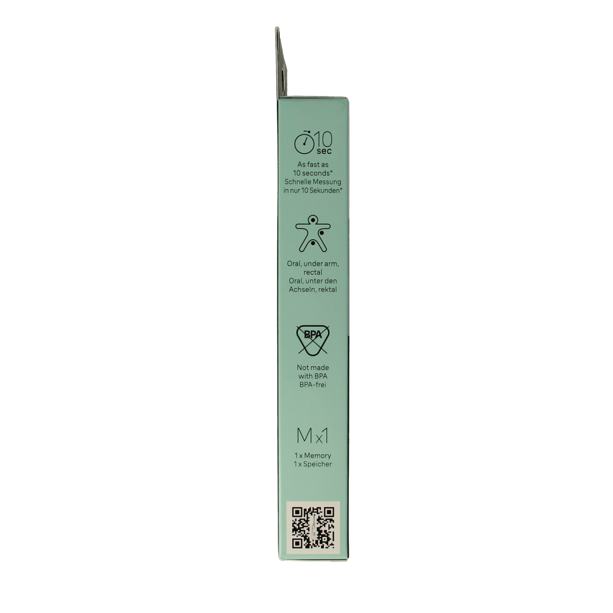 Braun digital thermometer PRT1000 showing a sleek design and digital display, ideal for accurate temperature readings.