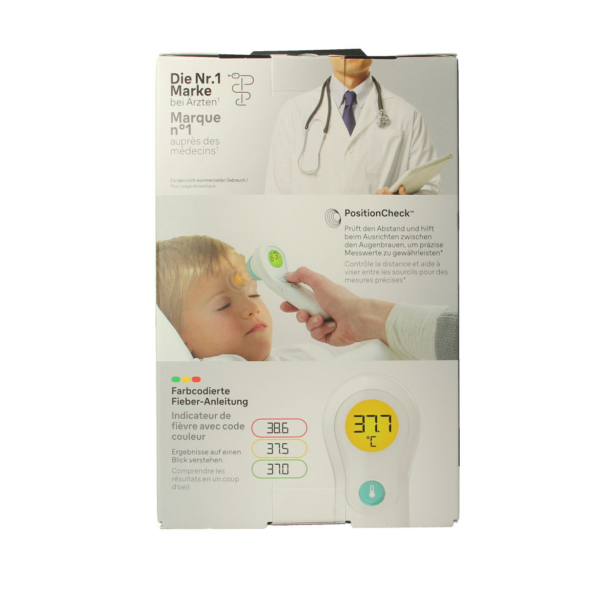Braun BNT300WE forehead thermometer, digital display and ergonomic design, for accurate temperature readings.