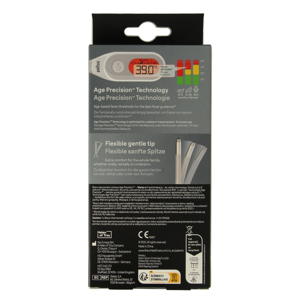 Digital Braun Thermometer PRT2000 showing a clear display, designed for accurate temperature readings.