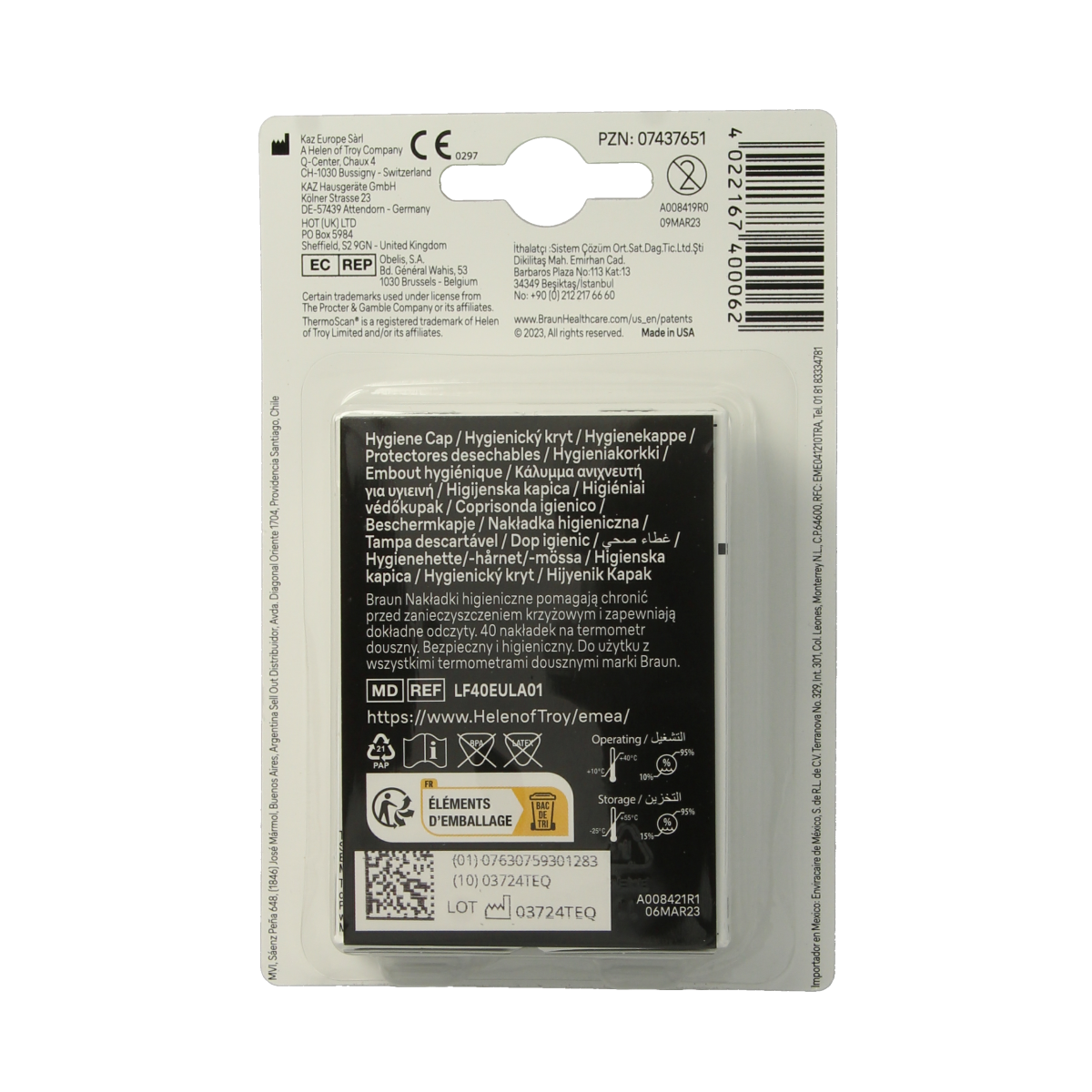 Braun Thermoscan LF40 lens filters, set of 40, for accurate infrared thermometer readings in medical temperature measurement.