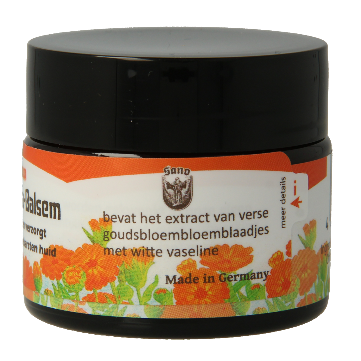 Sano Calendula Balsem 50ml, natural body care product with calendula extract, in a white and orange tube.