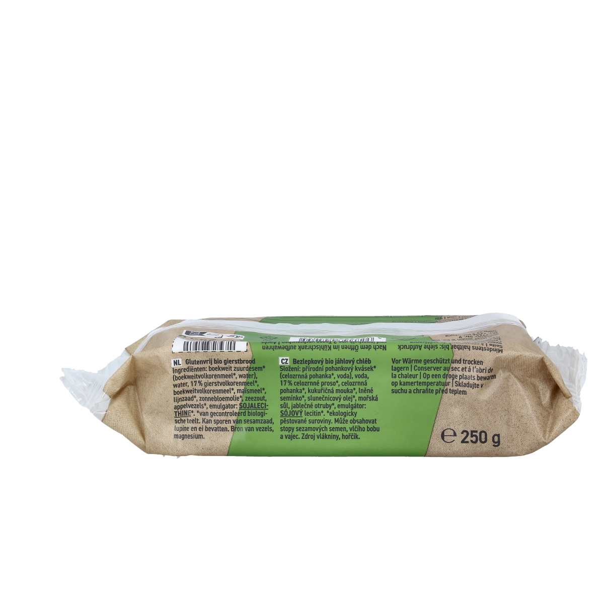 Schnitzer gluten-free organic millet bread loaf, 250g, with a golden crust and crumbly texture, suitable for gluten-sensitive diets.