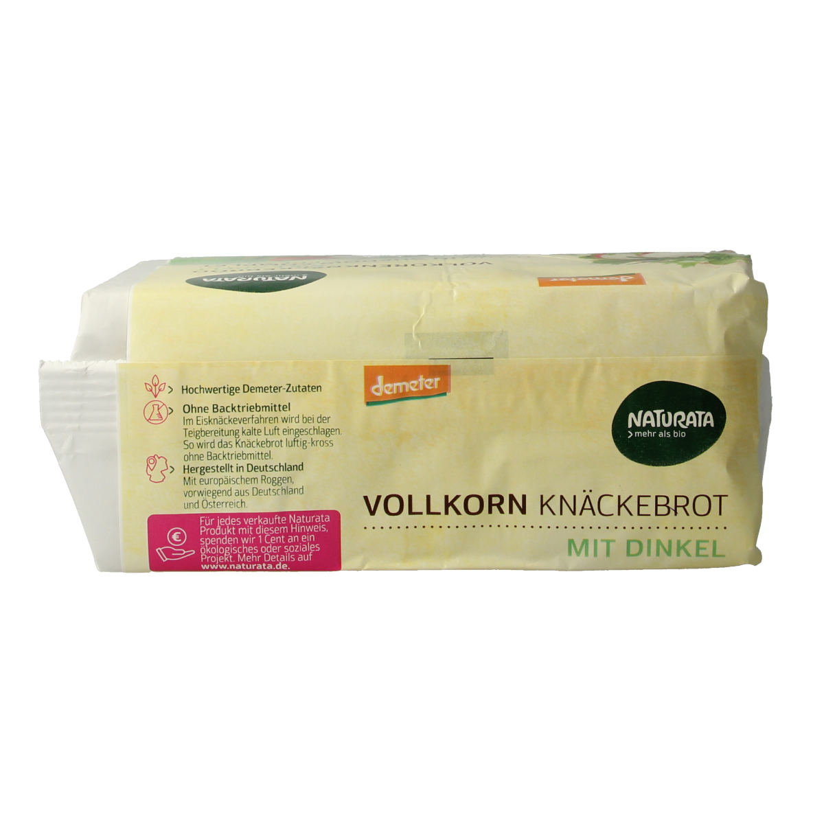 Naturata spelt knackebrod crackers in a 250g package, Demeter biodynamic certified, crispy and wholesome bread product