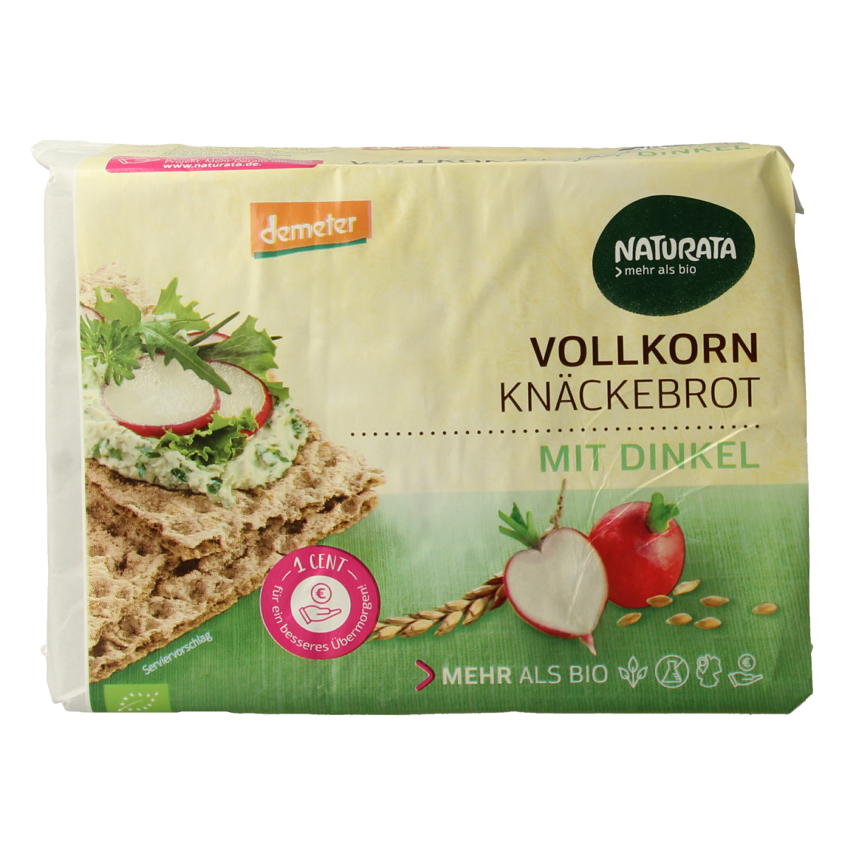 Naturata spelt knackebrod crackers in a 250g package, Demeter biodynamic and organic, crispy bread slices for snacking or toppings.
