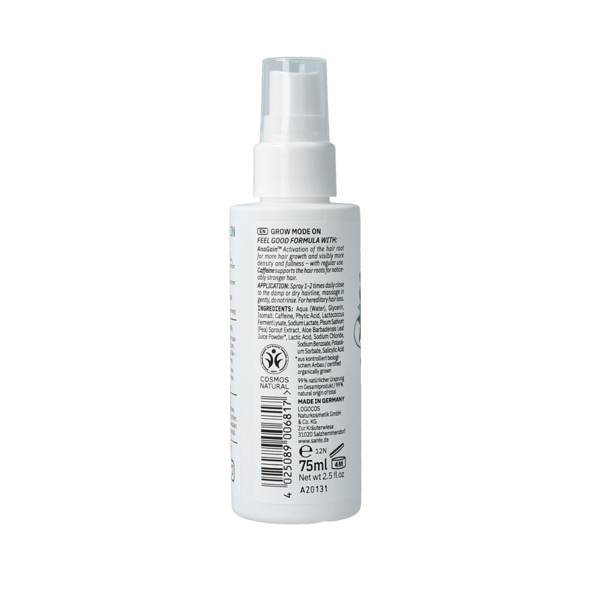 Sante Grow Mode Haarverzorging tonikum bottle, 75ml, for hair growth stimulation in natural hair care.