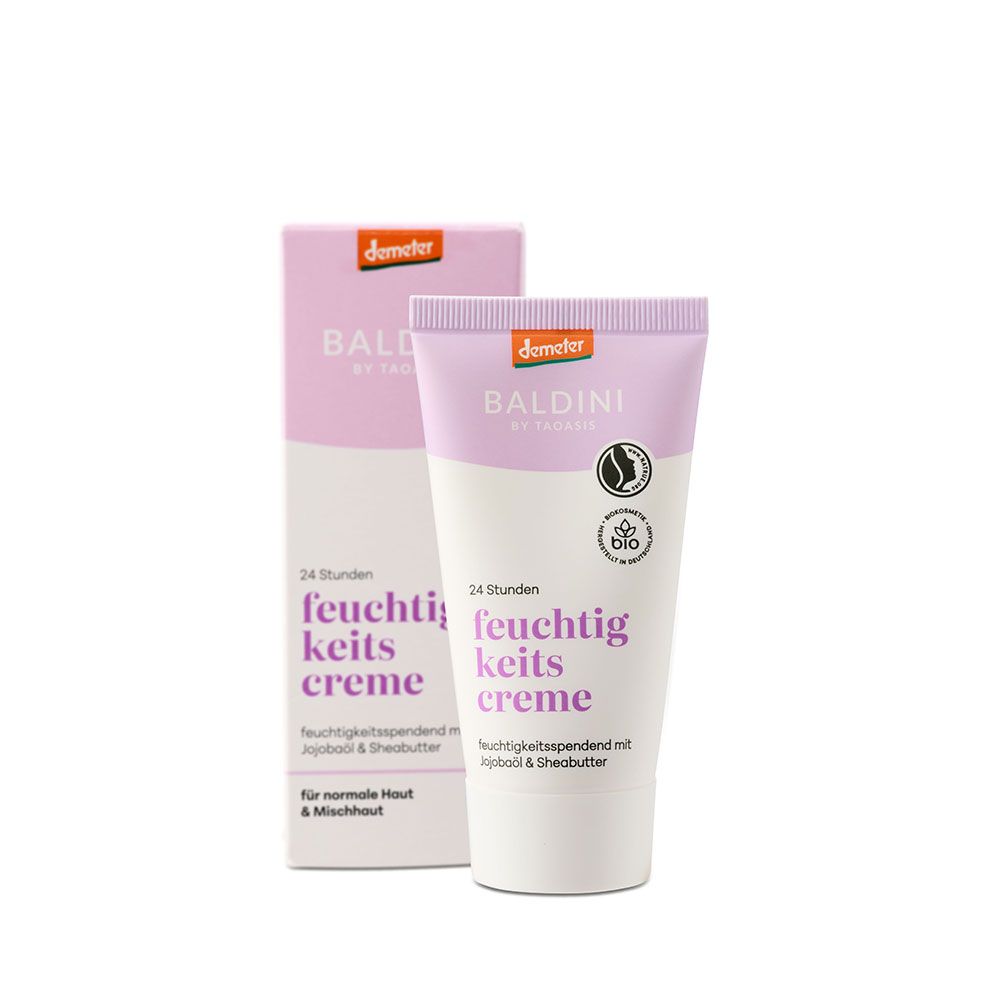 Baldini Lichte hydraterende 24-uurs crème lavendel Demeter voor gezicht, 50 ml, zachte huidverzorging, frisse lavendel geur