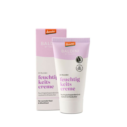 Baldini Lichte hydraterende 24-uurs crème lavendel Demeter voor gezicht, 50 ml, zachte huidverzorging, frisse lavendel geur