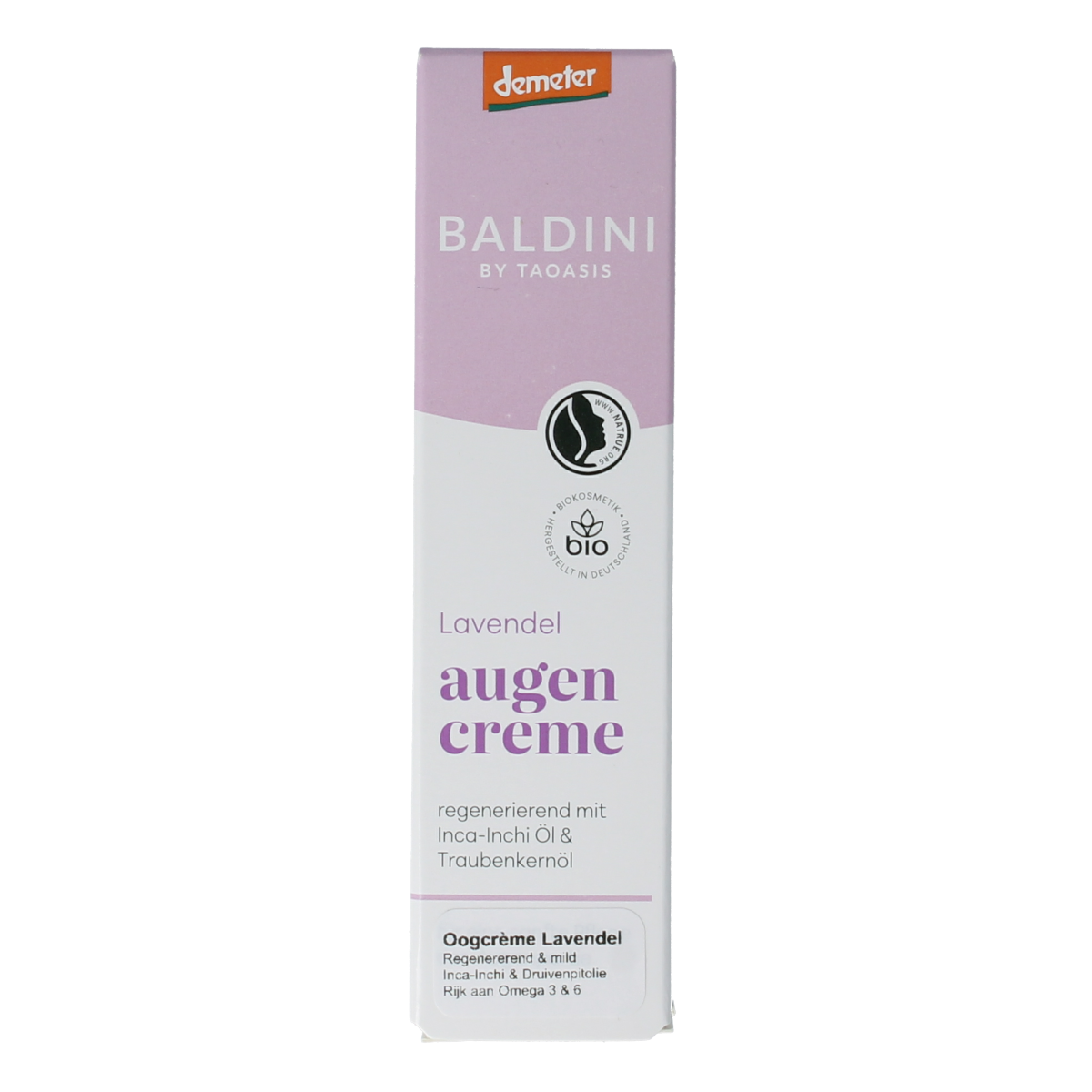Baldini lavendel regenererende oogcrème in 15ml, oogverzorging product with lavender scent, designed for delicate eye area care.